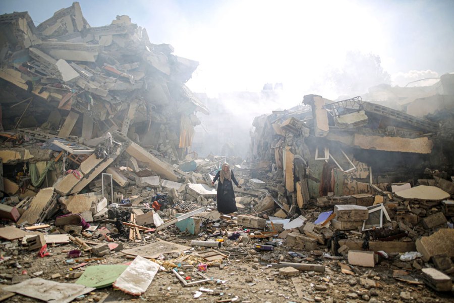 ‘Israeli Airstrikes in Gaza’ by Mustafa Hassouna