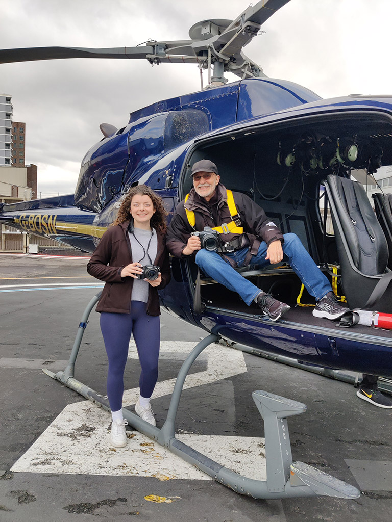 Jessica Miller and Donn Delson prior to their helicopter trip over London