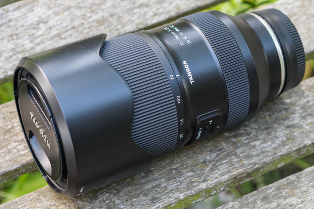 Tamron 70-180mm F/2.8 Di III VC VXD G2 packed with caps and hood reversed