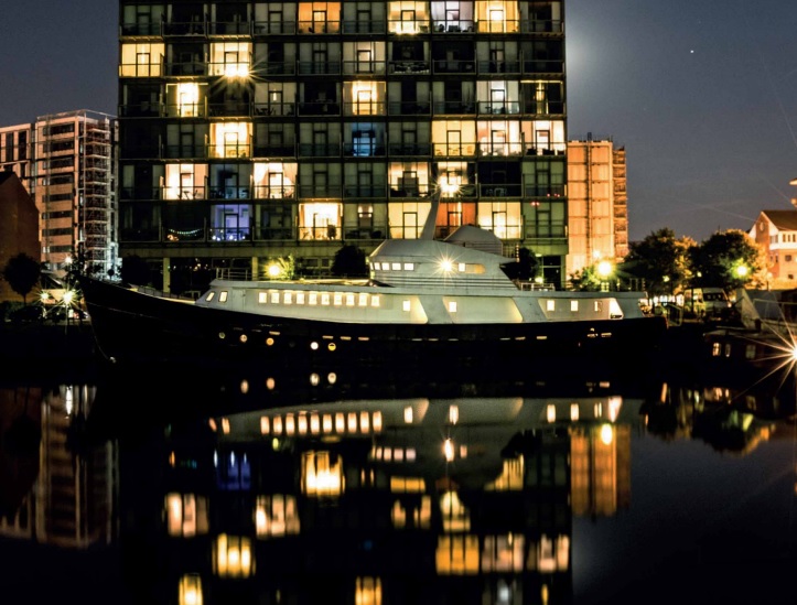 yacht photo taken at night 