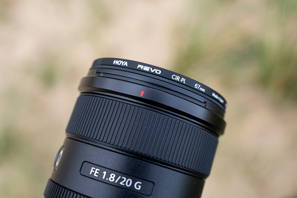 Polarising filter on a lens