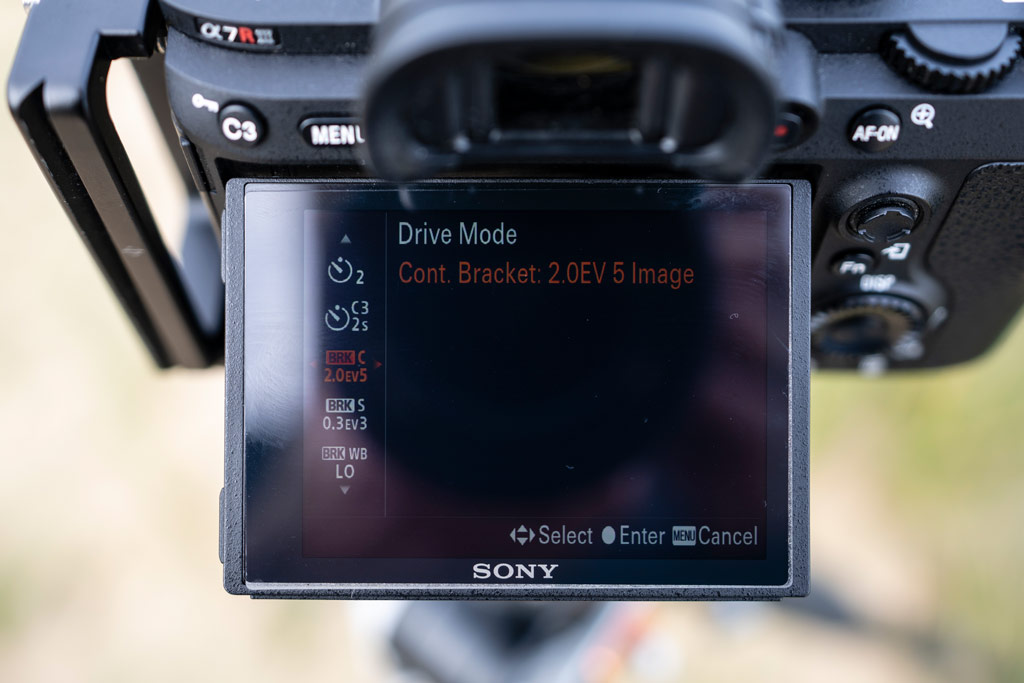 Bracketing settings on Sony