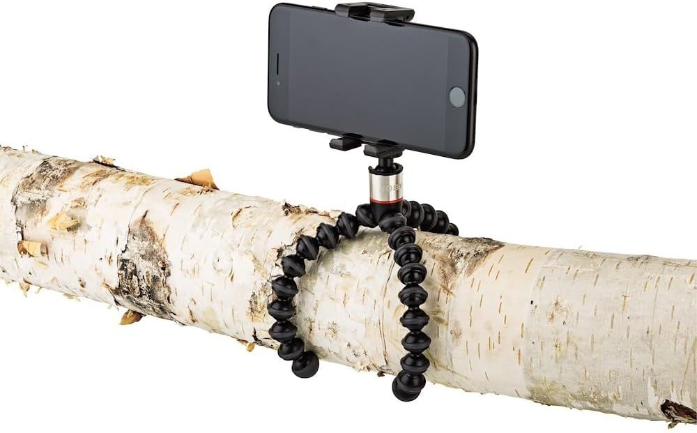 Joby Griptight ONE GP phone tripod shown gripping to tree branch