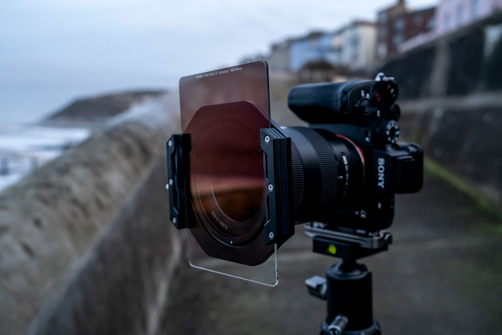 ND filter on a camera by the sea