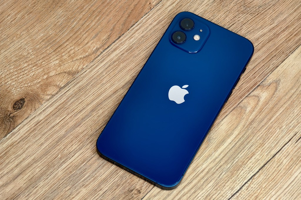 Apple iPhone 12 rear in blue. Photo Joshua Waller