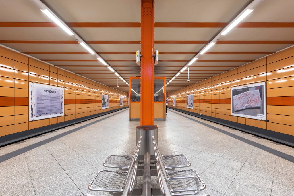 Orange coloured London underground station