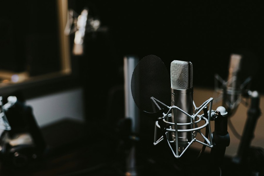 microphone set up in room for conversations