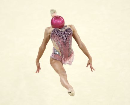 Photo of Sofia Raffaeli of Team Italy competing during the Rhythmic Gymnastics Individual All-Around Qualification during the Olympic Games Paris 2024