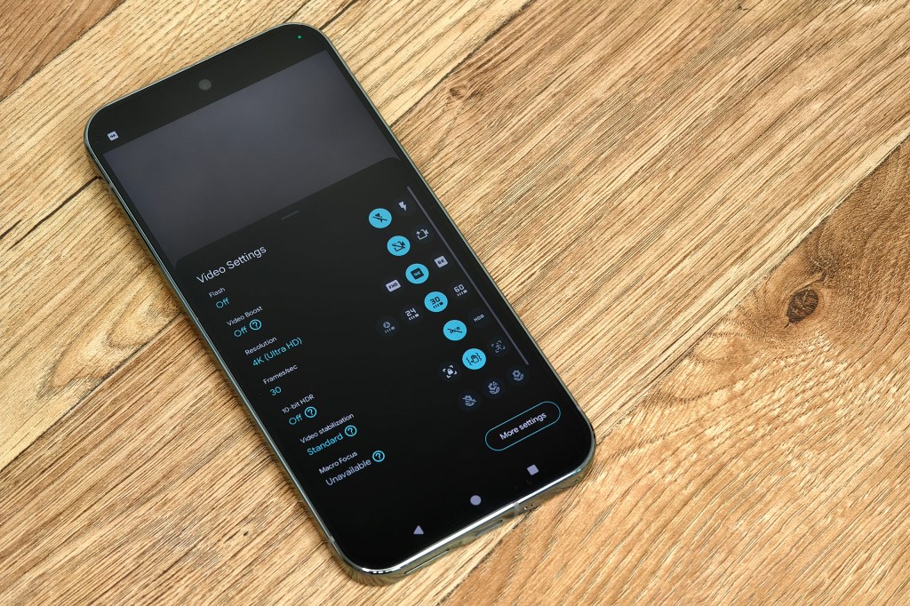 Google Pixel 9 Pro XL video settings. Photo Joshua Waller