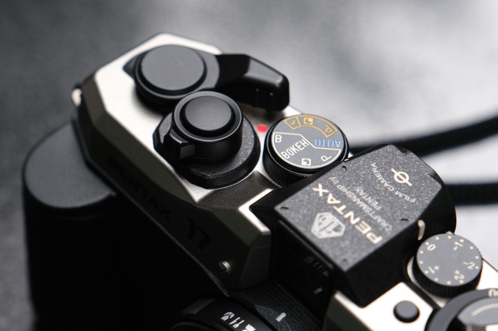 close up of buttons and dials on pentax 17