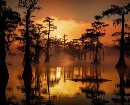 sunset at Caddo Lake in east Texas