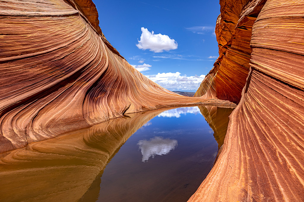 The Wave rock formation on the border of Utah and north Arizona