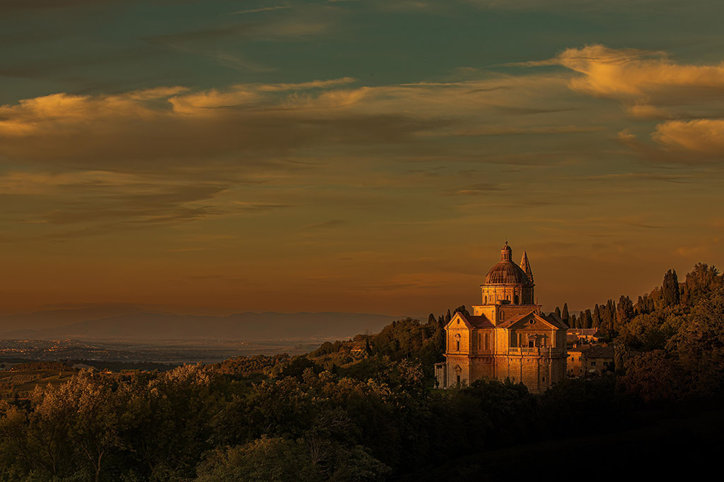 Tuscan scene at sunset