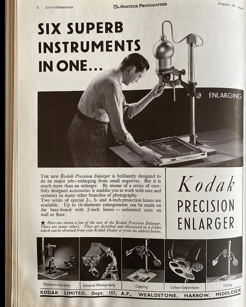 AP ad KODAK precision enlarger