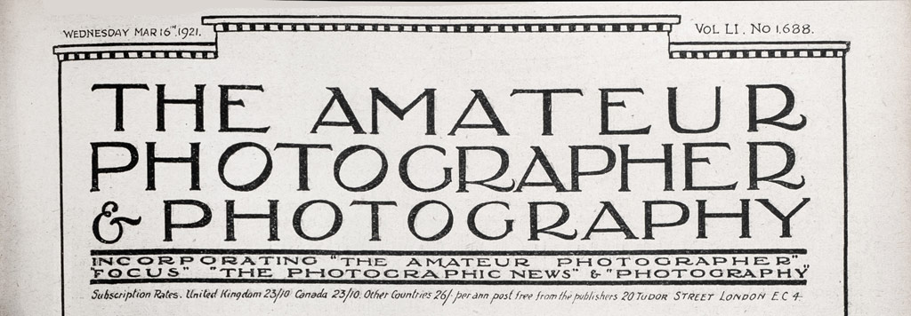 Amateur Photographer magazine header from 1921