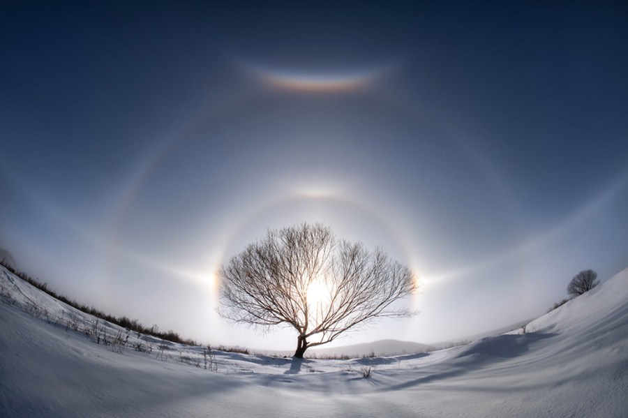 Halo in Diamond Dust, Shengyu Li weather photographer of the year shortlist