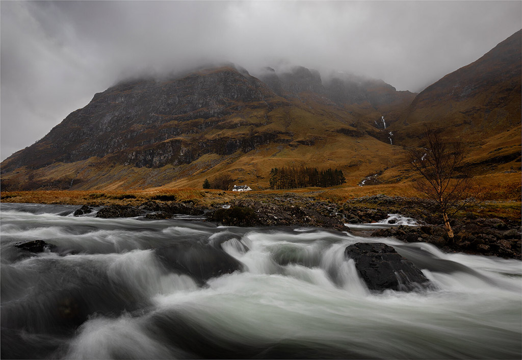 running water in scottish landscape