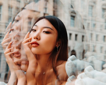 portrait of model taken on a kaleidoscope lens,