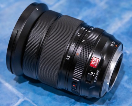 Fujifilm XF 16-55mm F2.8 R LM WR II lens showing the new aperture click switch
