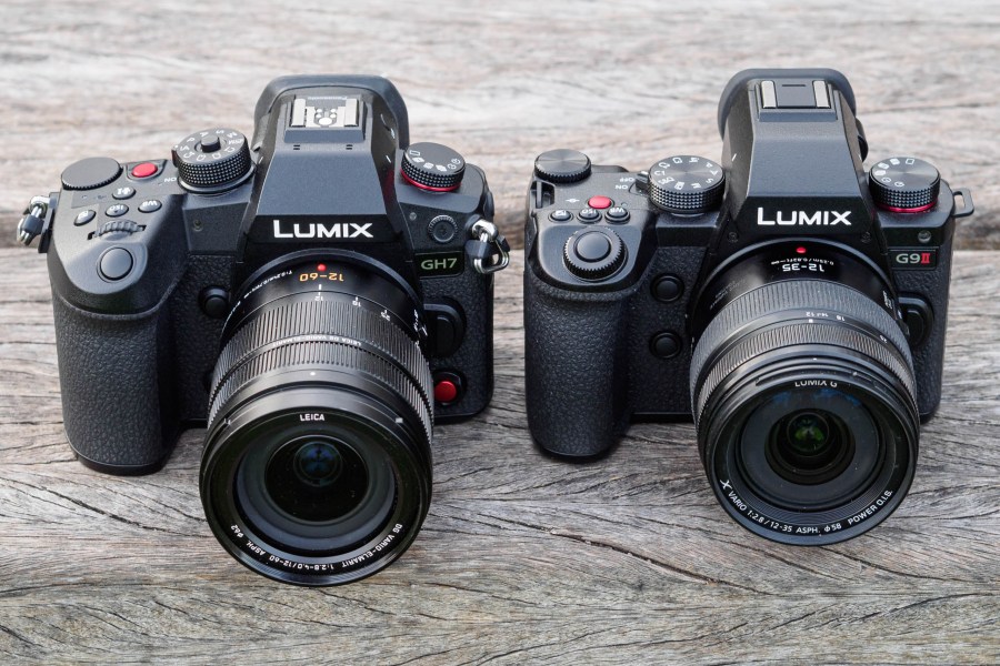 Panasonic Lumix GH7 vs G9II, front top view