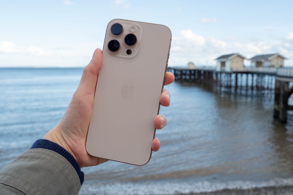 The iPhone 16 Pro Max in Desert Titanium. Image: Amy Davies