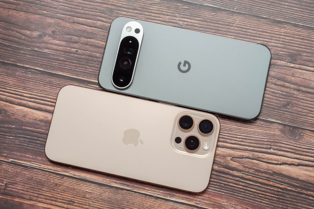 iPhone 16 Pro Max next to the Google Pixel 9 Pro XL