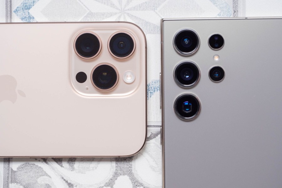 The cameras of the iPhone 16 Pro Max and the Samsung Galaxy S24 Ultra