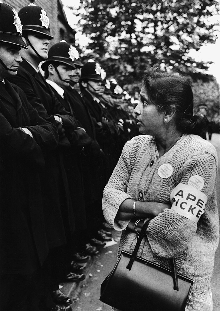 Jayaben Desai, leader of the Asian women on strike and lock out for union recognition at the Grunwick film processing plant in Willesden, Brent, London 1977 ©David Mansell/reportdigital.co.uk
