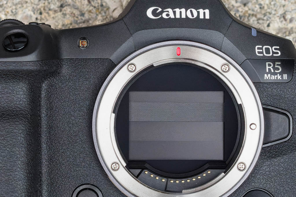 Canon EOS R5 Mark II with shutter closed