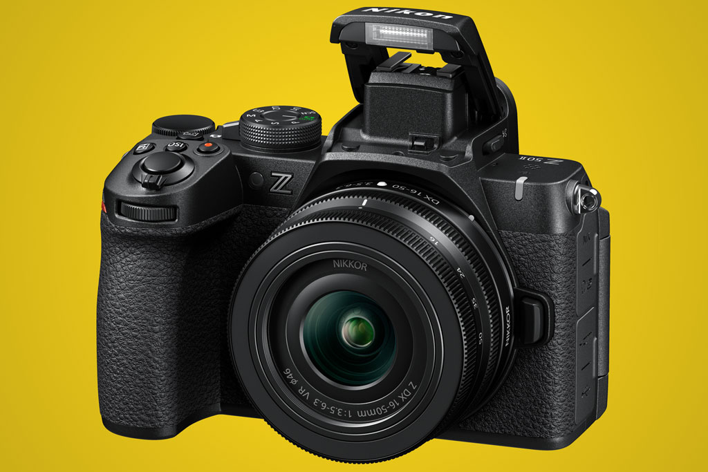 Nikon Z50II with built-in flash popped-up