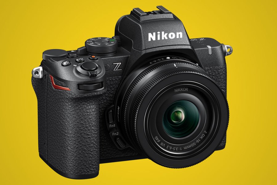 Nikon Z50II front three-quarter view.