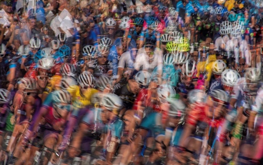 intentional camera movement and multiple exposure photograph of cyclists cewe award winner