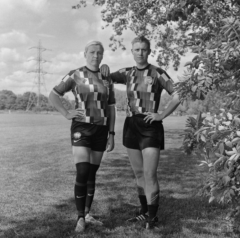 portrait of two footballers from Clapton Community Football Club’s women and non-binary development and reserves teams.