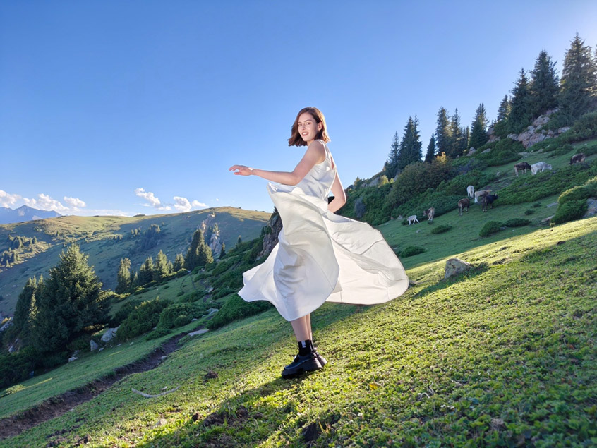 oppo woman in white dress on hill portrait new find x8 series