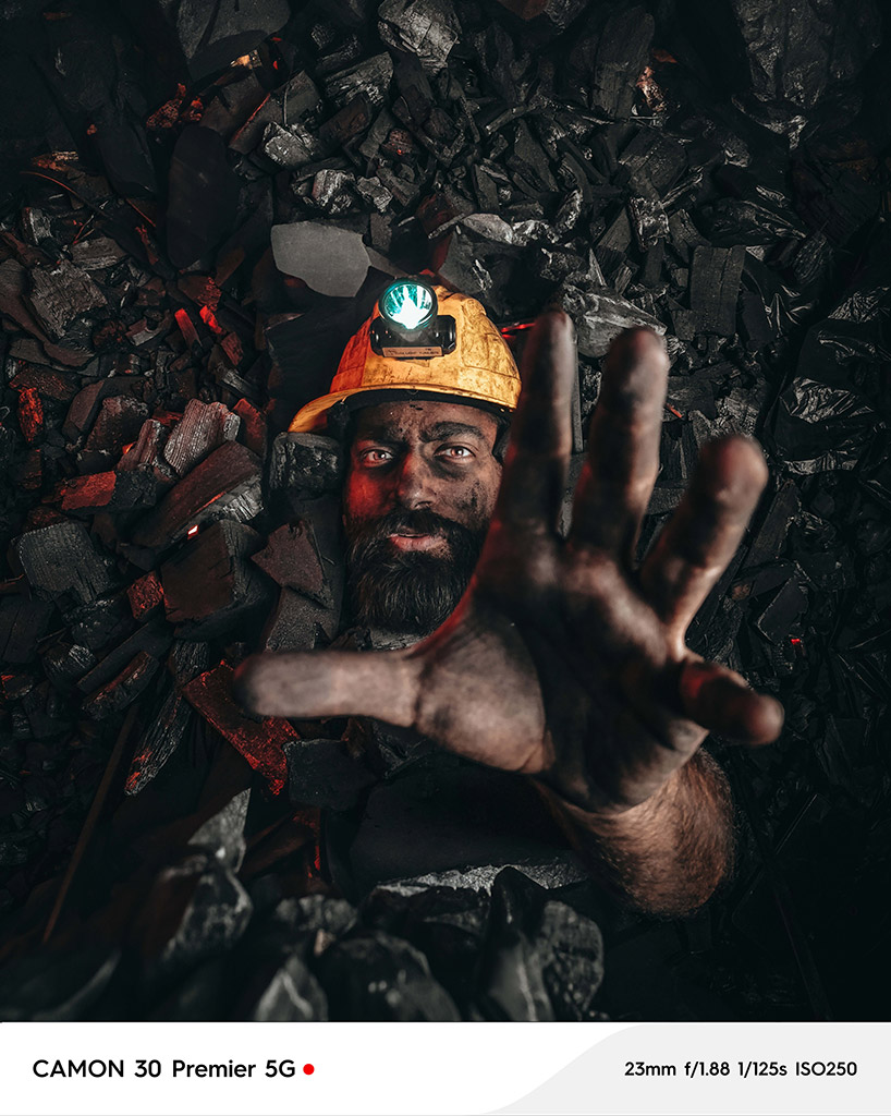 coal miner portrait reaching to the camera ap x texno shot on camon portrait contest winner