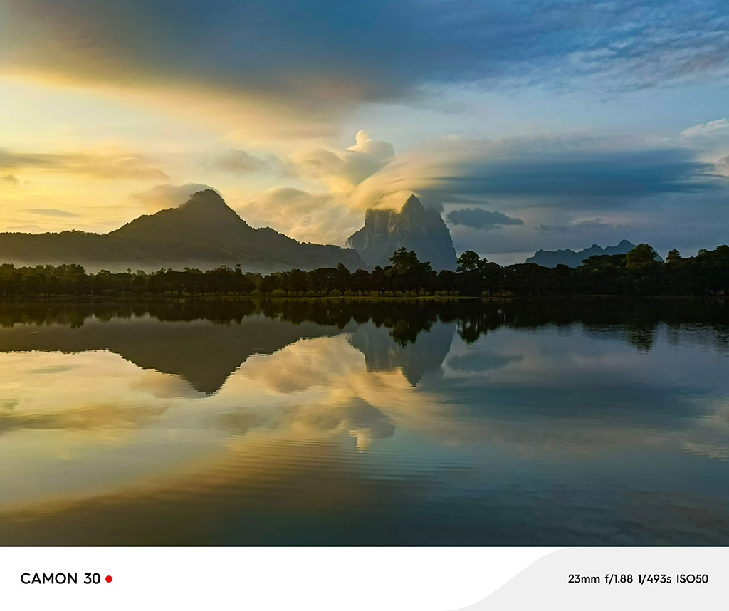 landscape of Myanmar, blue and yellow colours in the middle shot on camon gold winner