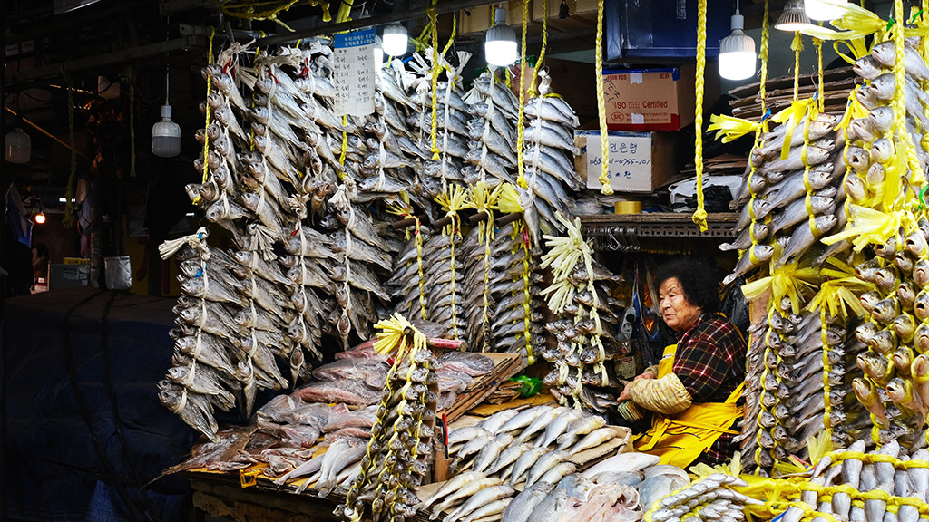 fish stall at a food market