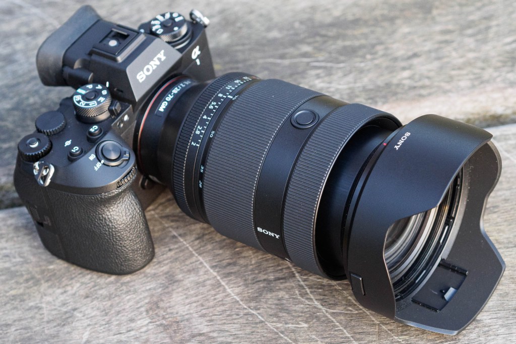 Sony FE 28-70mm F2 GM on Sony A1 II, set to 70mm, with hood fitted