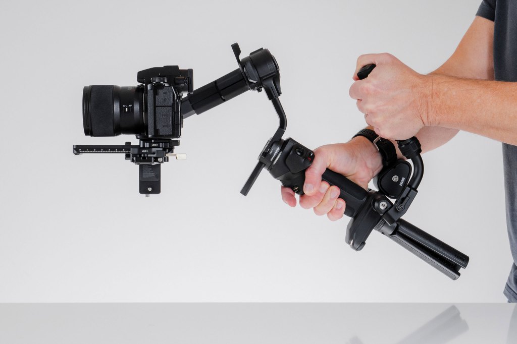 Zhiyun Crane 4 gimbal equipped with camera in hand