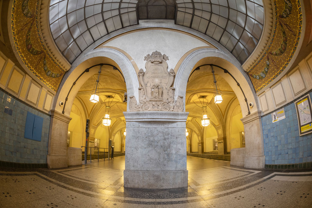 Berlin underground photographed with a fisheye lens