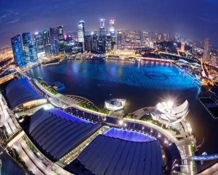 Singapore Marina Bay photographed with Sigma 15mm f/2.8 EX DG fisheye lens