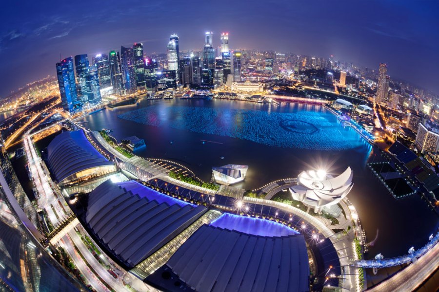 Singapore Marina Bay photographed with Sigma 15mm f/2.8 EX DG fisheye lens