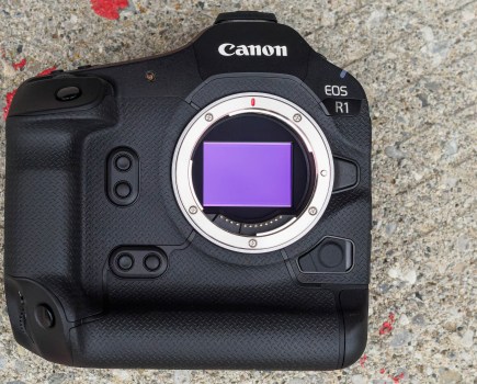 Canon EOS R1 showing 24MP full-frame sacked CMOS sensor