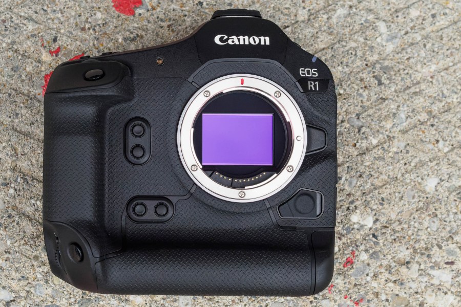 Canon EOS R1 showing 24MP full-frame sacked CMOS sensor