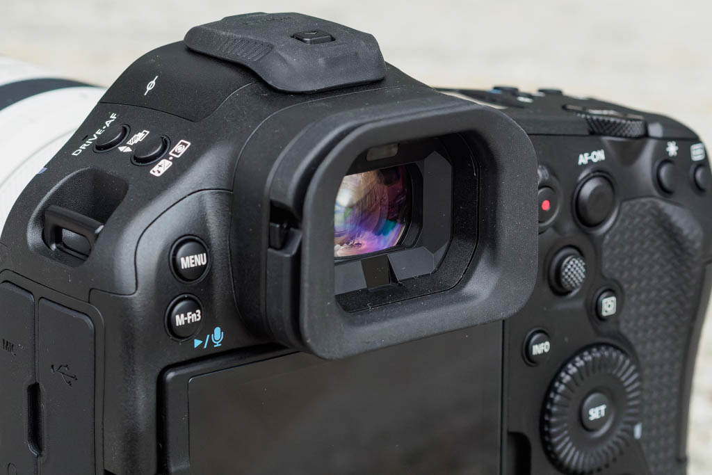 Canon EOS R1 viewfinder and eyecup