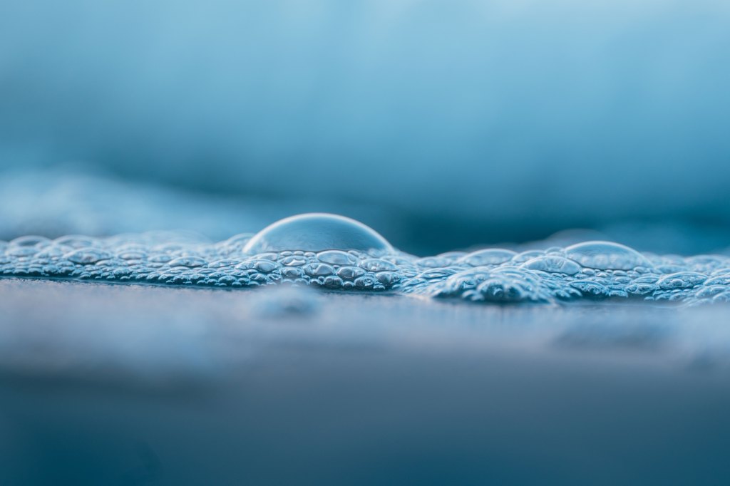 bubbles on surface of water close up