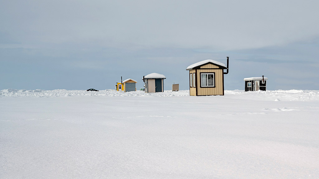 huts in the snow