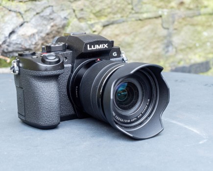 Panasonic Lumix G97 on a metal table, front on