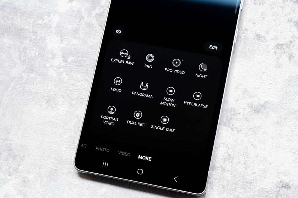 Some of the additional modes of the Samsung Galaxy S25 Ultra