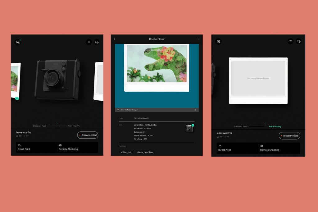 The Instax Wide Evo app